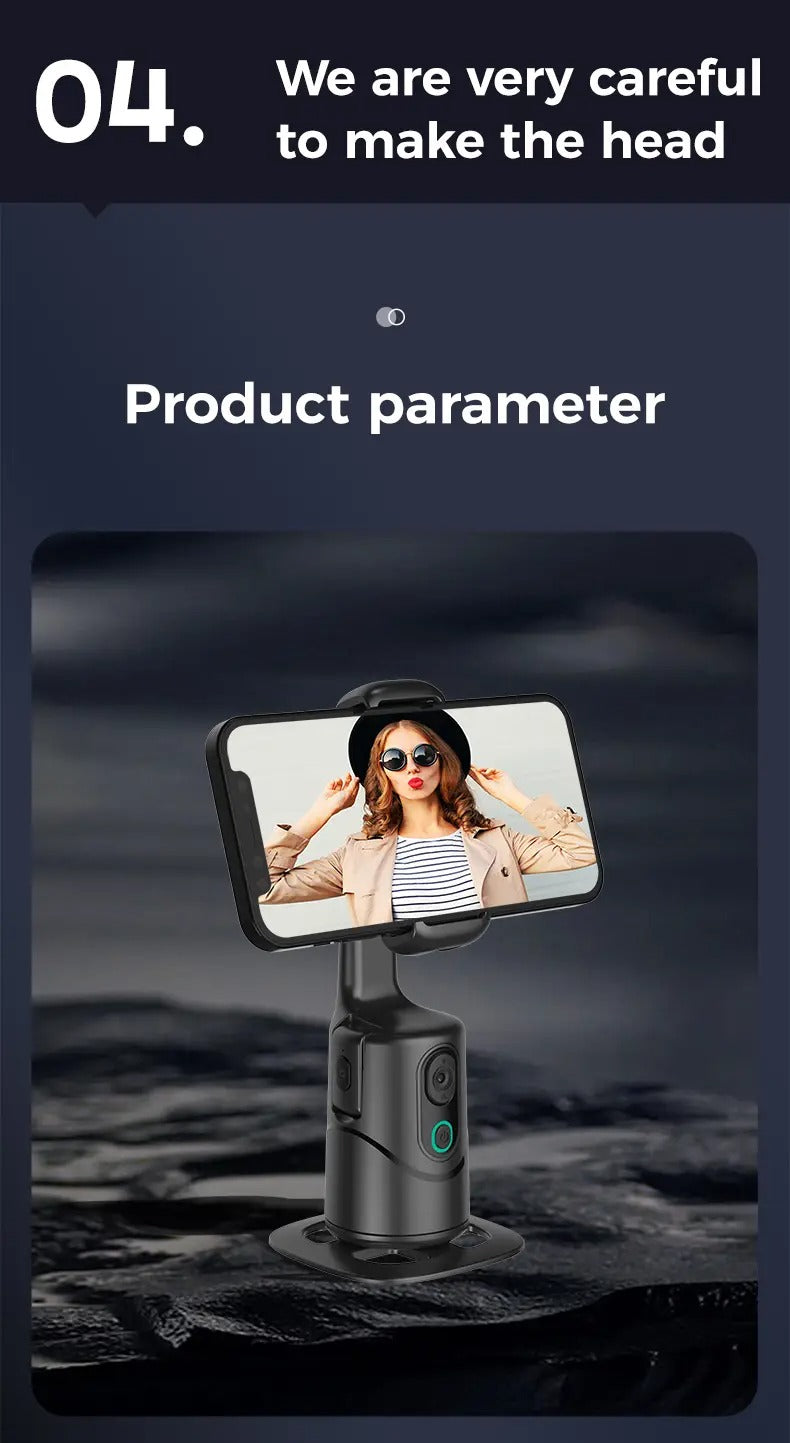 2024 new 360 Auto Face Tracking Phone Holder Tripod, Rechargeable Camera Mount with Gesture Control & Remote Shutter for Vlogging, Live Streaming, and TikTok.