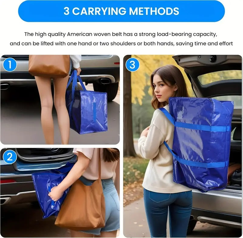 Ornament Storage Simple Deluxe 20 Pack Extra Large Moving Bags With Lids, Reinforced Handles And Zippers, Heavy Duty Storage Tote For Moving Travel Camping Space Saving, Blue