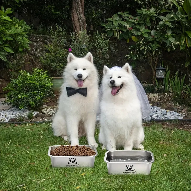 Misofog 2pcs Stainless Steel Dog Bowls for Large Dogs, 1.25 Gallons High Capacity Metal Dog Food Bowls, Extra Large Dog Bowl, Extra Large Water Bowl for Dog