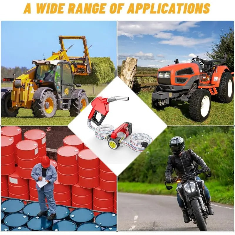 12GPM Portable Self-Priming Diesel Pump Kit w/ Nozzle&Hose Auto Shut Off for Diesel&Kerosene, Fuel Transfer Pump Battery Powered, 21V DC Cordless Diesel Transfer Pump Kit w/ 1X4.0Ah Battery