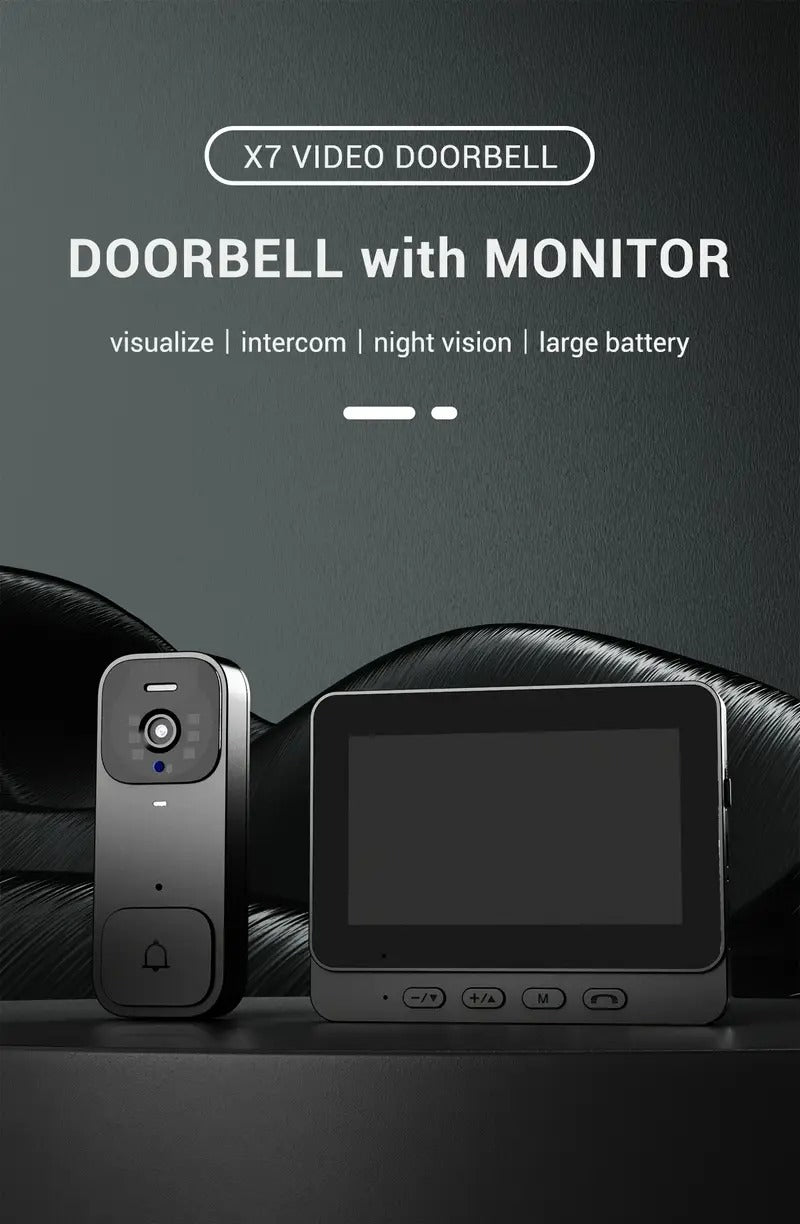 Smart Video Doorbell with 4.3" Display: No WiFi Needed & 128GB Storage | 300K Pixel Auto-Capture + 3+ Month Battery | 90-Min Charging - Home Security System for Apartments/Houses