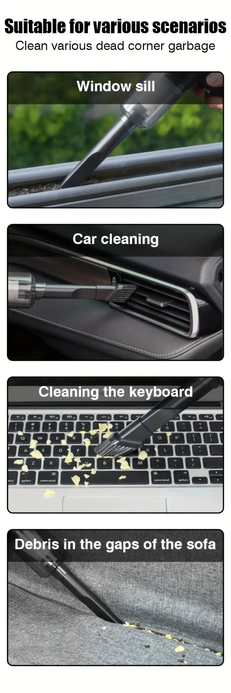 Multifunctional Wireless Charging Mini Vacuum Cleaner, Large Suction Power, Wireless Power Supply, Suitable for Computer Cleaning, Household Cleaning, Car Cleaning, Valentine'S Day And New Year'S Gift,July 4Th Gifts