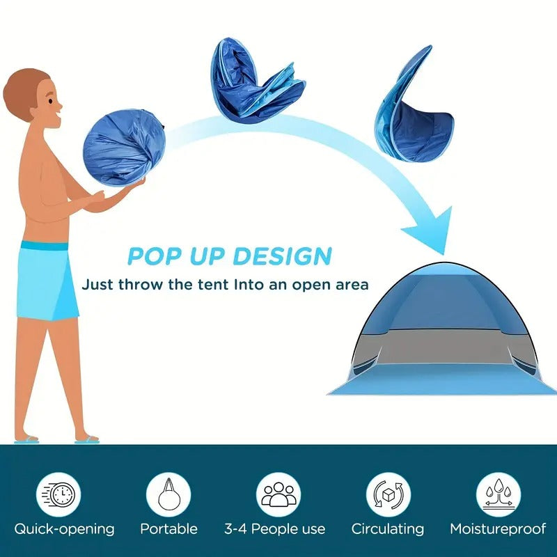 Quick Set Up, Pop Up Beach Tent] Portable Pop Up Beach Tent | Sturdy Construction, Quick Set Up, Sun Shade Shelter, Camping Accessories, Outdoor Camping, Fishing, Backyard Fun, Family Trips