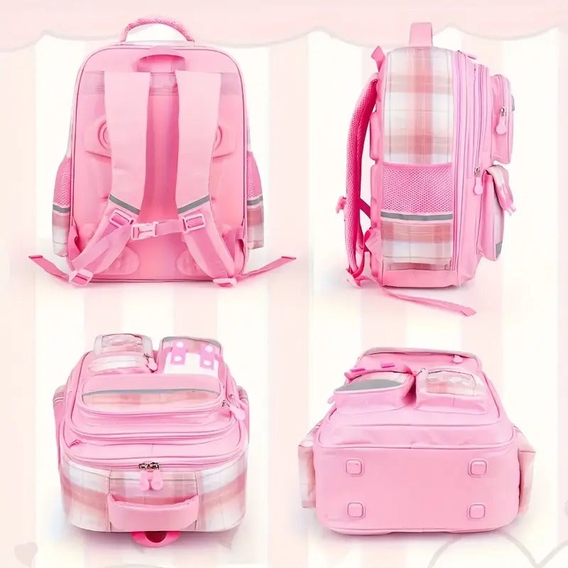 Sanrio Melody Pink Backpack Set Includes * 1 Backpack, * 6 Badges, * 3 Cards, * 1 Card Holder, * 1 Lunch Bag, * 1 Student Backpack, Back to School Backpack, Travel Backpack, Suitable for Teenagers