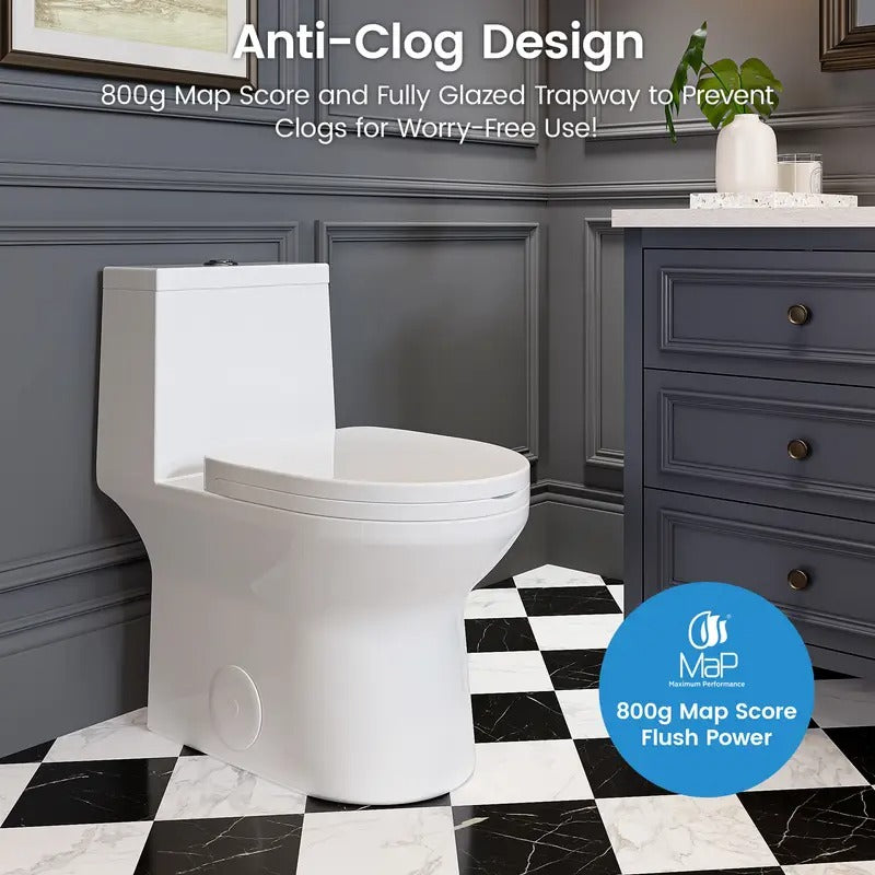 Sotomo Ada Compliant One-piece Toilet, 1.1/1.6 Gpf Dual Flush, Water-Saving,Map 800g, Quick Release & Soft Close Toilet Seat