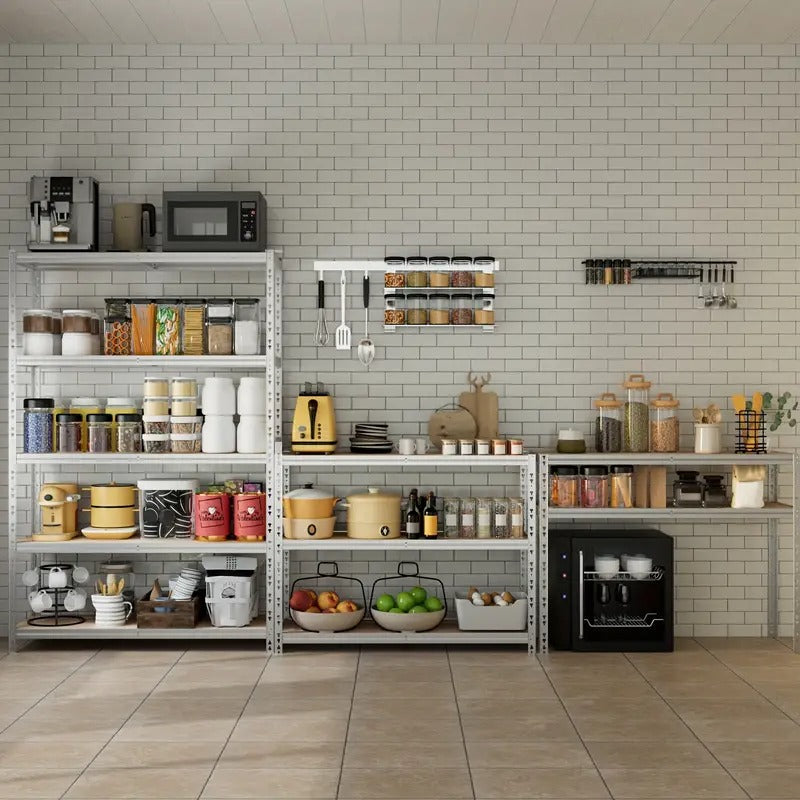 Heavy-Duty 60-Inch Heavy-Duty Five-Tier Industrial Shelving Unit - Garage, Warehouse, Kitchen, Office Storage Rack with Adjustable & Detachable Butterfly Hole, Sturdy Metal Construction, Floor Standing Organizer for Home,