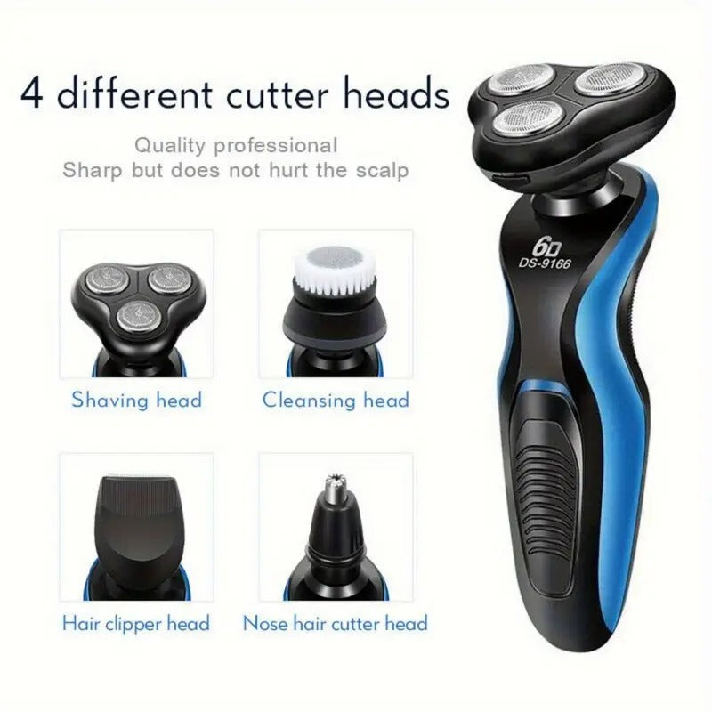 4in 1 Men's Electric Shaver, 3 Floating Heads for Wet & Dry Shaving, USB Rechargeable & Washable, Valentine's/ Father's Day Gift for Dad/ Husband/ Boyfriend - Premium Beard & Facial Hair Trimmer