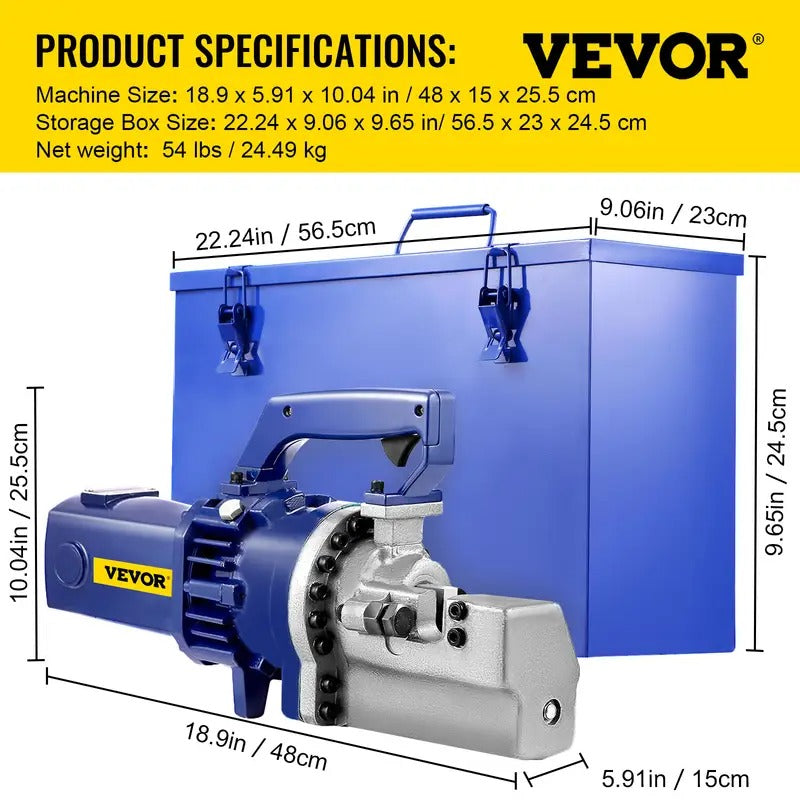 VEVOR Electric Rebar Cutter, 1.7KW 110V Electric Hydraulic Rebar Cutter with Adjustable Alloy Steel Blade Cut 1inch 25mm Rebar within 5 sec