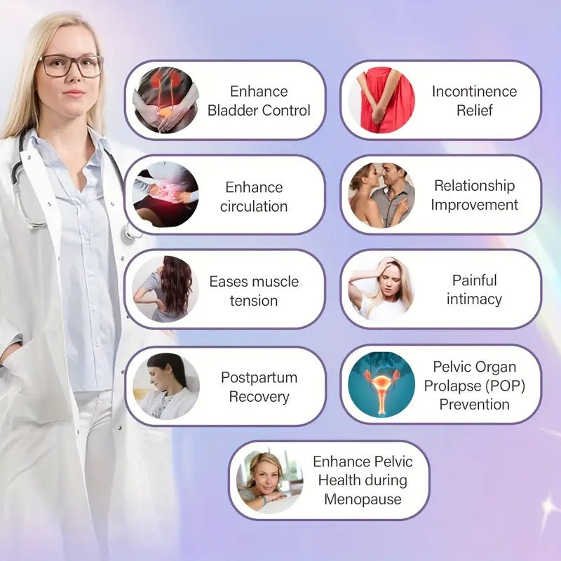 Pelvifine KM518 Women’s Kegel Exerciser - 8 Program TENS Unit for Bladder Control & Pelvic Floor Strengthening, Battery-Powered EMS Device with Electrode Probe, Postpartum Rehabilitation