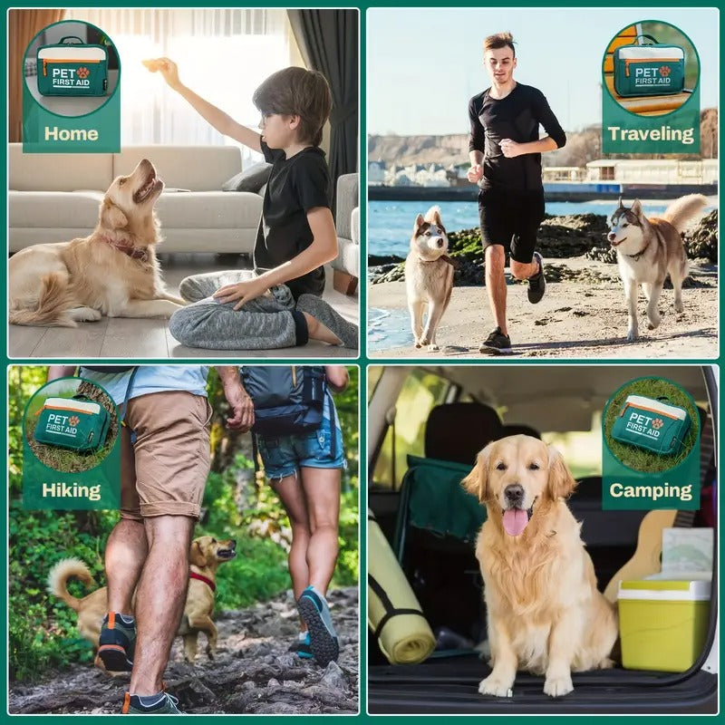 RHINO RESCUE Pet First Aid Kit, Emergency Supplies For Dogs & Cats, Safety Essentials Pack, Disposable Booties For Home, Hiking, Traveling & Camping, FSA HSA Eligible