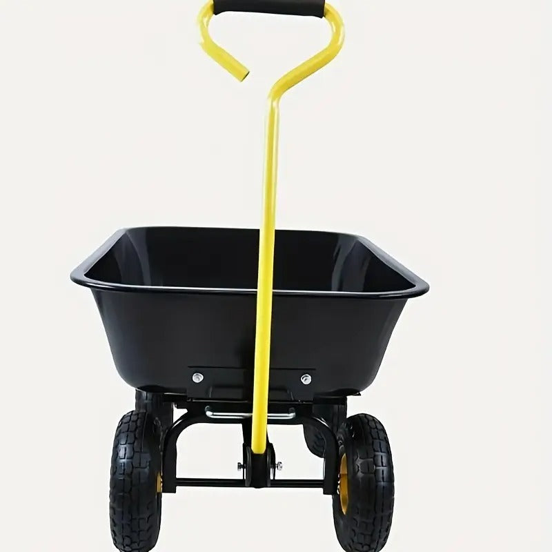 Heavy-Duty All-Terrain Wheelbarrow with 350lb Capacity, Leak-Proof & Break-Resistant Design, Durable Plastic Construction for Gardening, Camping, Outdoor Use,