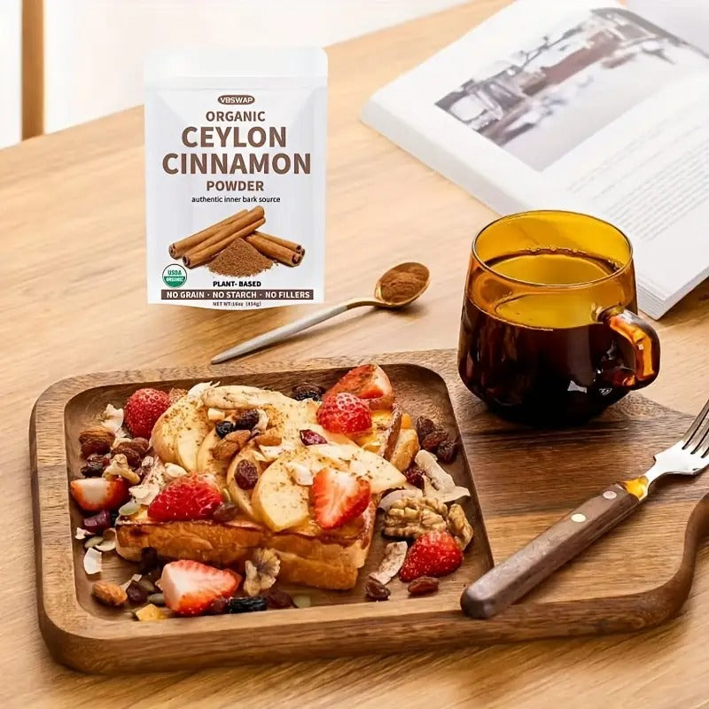 VBSWAP Organic Ceylon Cinnamon Powder, 1 lb | Authentic Sri Lankan Spice for Baking, Cooking & Beverages | Plant-Based, Preservative-Free, Reusable Sealed Bag | Perfect for Spices, Seasonings & Drinks
