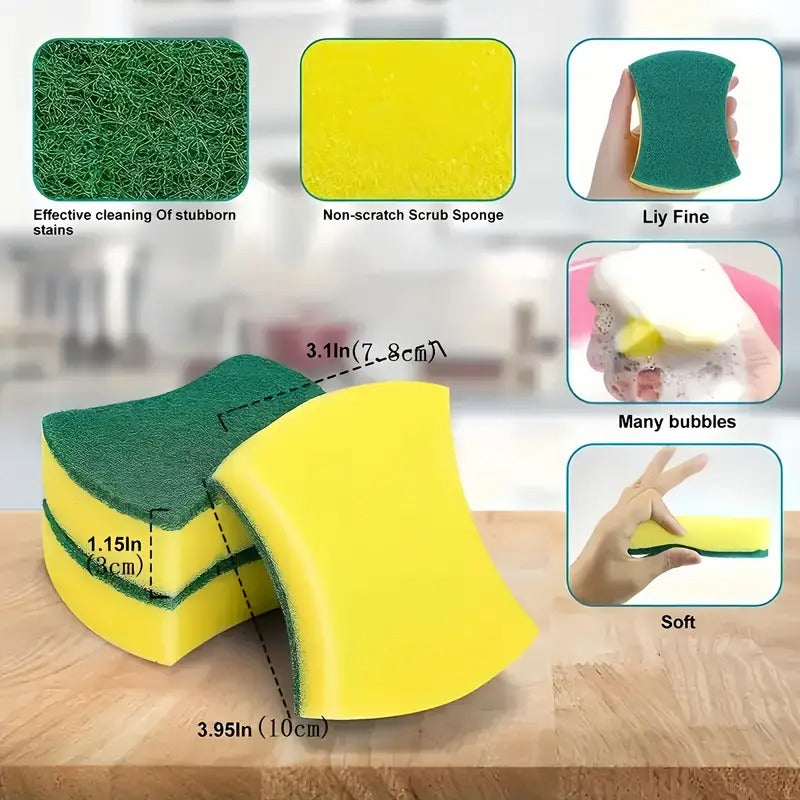 20pcs Multifunctional Cleaning Sponge, Double-sided Scouring Pad, Dishwashing Sponge, High-end Kitchen Sponge, Super Absorbent, Suitable For Home Cleaning