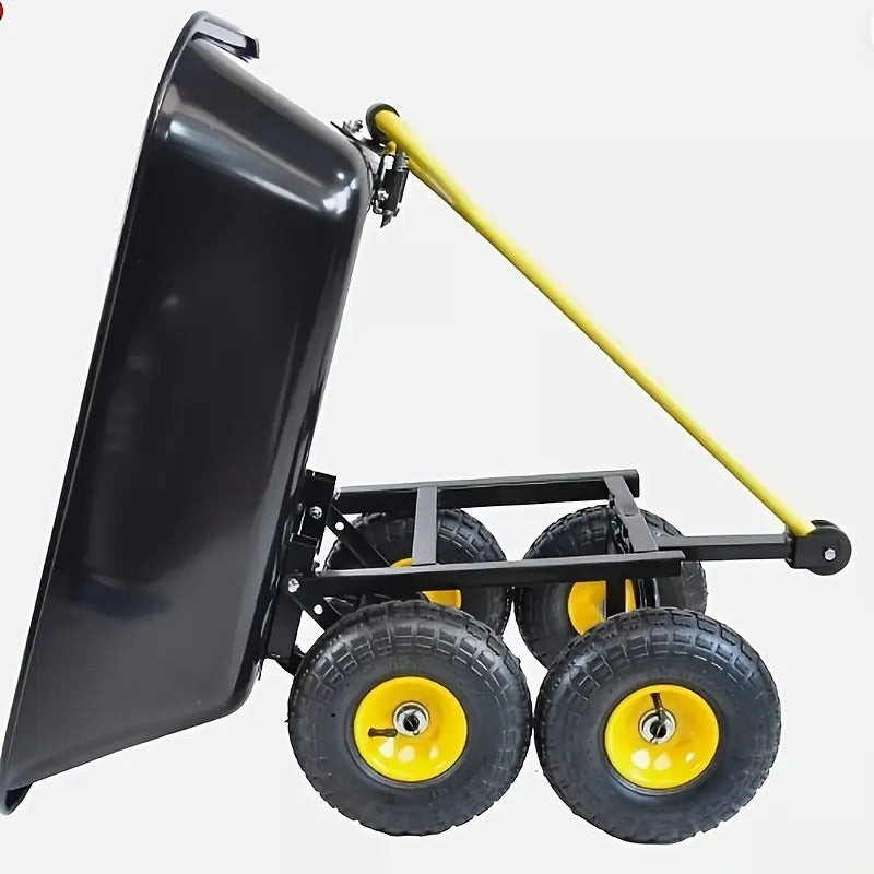 Heavy-Duty All-Terrain Wheelbarrow with 350lb Capacity, Leak-Proof & Break-Resistant Design, Durable Plastic Construction for Gardening, Camping, Outdoor Use,