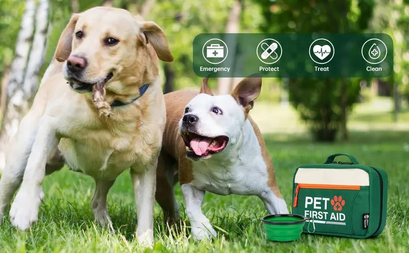 RHINO RESCUE Pet First Aid Kit, Emergency Supplies For Dogs & Cats, Safety Essentials Pack, Disposable Booties For Home, Hiking, Traveling & Camping, FSA HSA Eligible