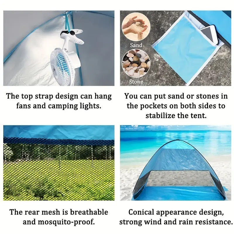 Quick Set Up, Pop Up Beach Tent] Portable Pop Up Beach Tent | Sturdy Construction, Quick Set Up, Sun Shade Shelter, Camping Accessories, Outdoor Camping, Fishing, Backyard Fun, Family Trips