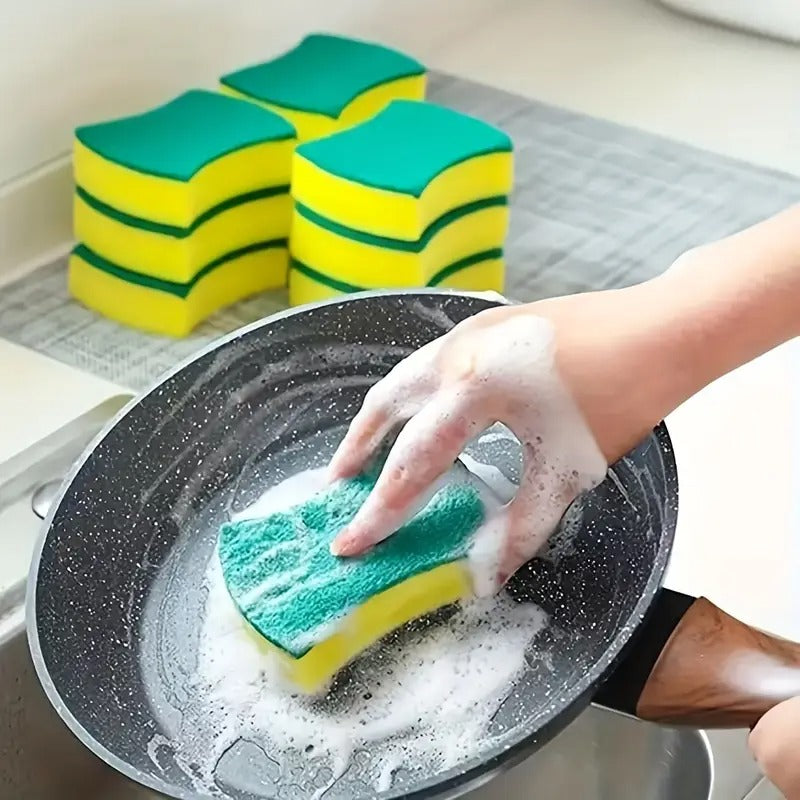20pcs Multifunctional Cleaning Sponge, Double-sided Scouring Pad, Dishwashing Sponge, High-end Kitchen Sponge, Super Absorbent, Suitable For Home Cleaning