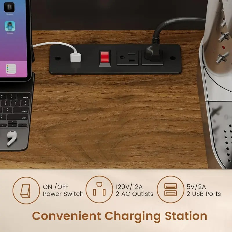 Farmhouse Kitchen Pantry Cabinet with Microwave Stand, 3-Tier Storage Cart & Drawers - All-in-One Tall Kitchen Organizer with Door/Shelf Storage, Space-Saving Design for Small Kitchens