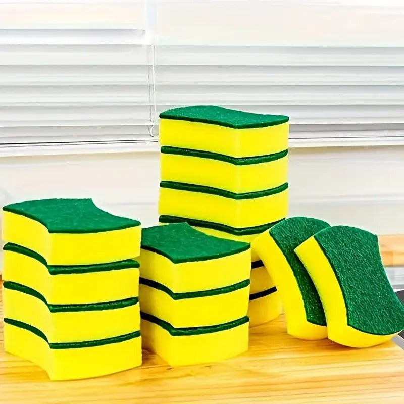 20pcs Multifunctional Cleaning Sponge, Double-sided Scouring Pad, Dishwashing Sponge, High-end Kitchen Sponge, Super Absorbent, Suitable For Home Cleaning