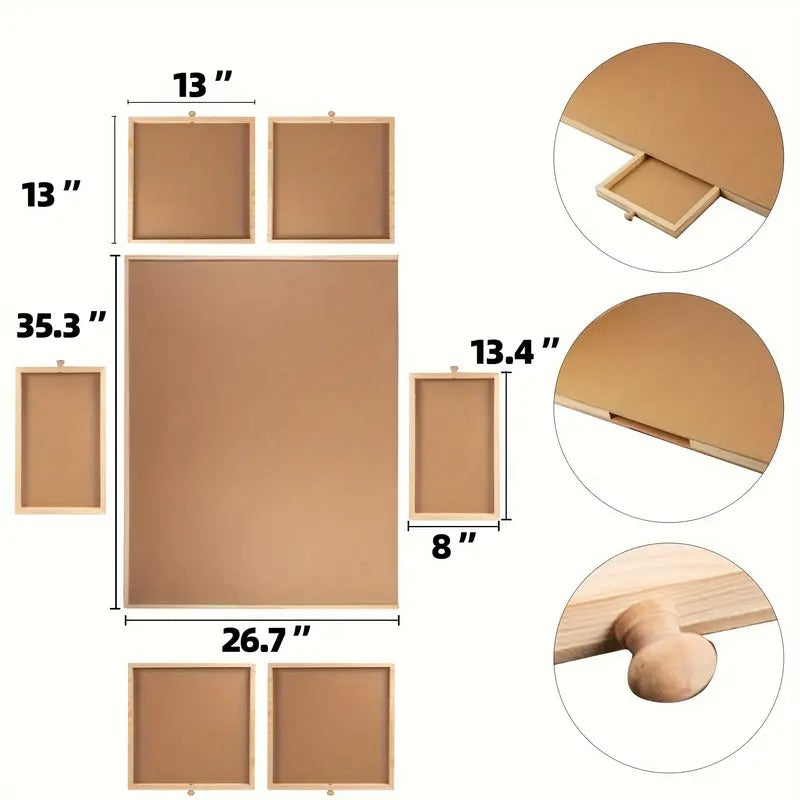 1500pcs Puzzle Board School Supplies, 27x35 Inch Wooden Puzzle Table with 6 Drawers, Portable Puzzle Organizer Storage for Tiles, Kids Adults Family Game Cool Room Decor Cheap Fun