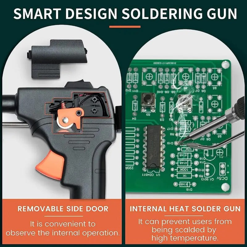 10pcs/set Automatic Hand-held Soldering Iron Kit with 5pcs Soldering Tips, Desoldering Pump, Tweezers, Soldering Wires, Mini Bracket for Circuit Boards for Home DIY and Electronics Repair