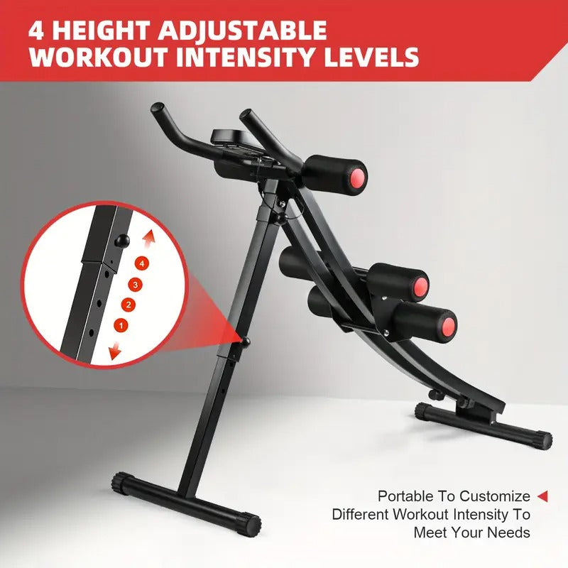 Adjustable Height Ab Trainer - Foldable Home Gym Equipment with LCD Monitor, Full-Body Workout Machine for Core Toning, Leg, Thigh & Butt Shaping - Adjustable Resistance Levels, Space-Saving Design - Sturdy Construction for Home, Gym,