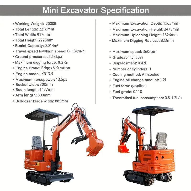 1-Ton Mini Excavator] Brand New Heavy-Duty 1-Ton Crawler Mini Excavator with Free Ripper | Hydraulic Clamp & Built-in Protection Device | Efficient Material Handling for Factories, Warehouses & Construction Sites