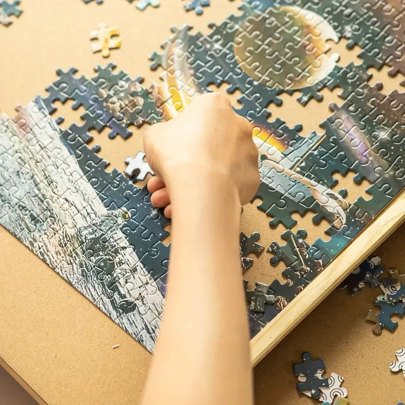 1500pcs Puzzle Board School Supplies, 27x35 Inch Wooden Puzzle Table with 6 Drawers, Portable Puzzle Organizer Storage for Tiles, Kids Adults Family Game Cool Room Decor Cheap Fun