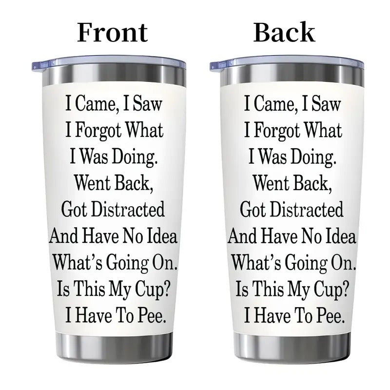 Funny Quote Tumbler - "I Forgot What I Was Doing" - 20oz Stainless Steel Cup with Lid, Spill-Proof Travel Mug for Hot/Cold Drinks - Birthday, Office, Holiday Gifts - BPA-Free, Hand Wash Only, Everyday Drinkware