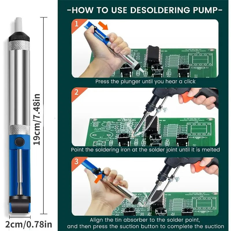 10pcs/set Automatic Hand-held Soldering Iron Kit with 5pcs Soldering Tips, Desoldering Pump, Tweezers, Soldering Wires, Mini Bracket for Circuit Boards for Home DIY and Electronics Repair