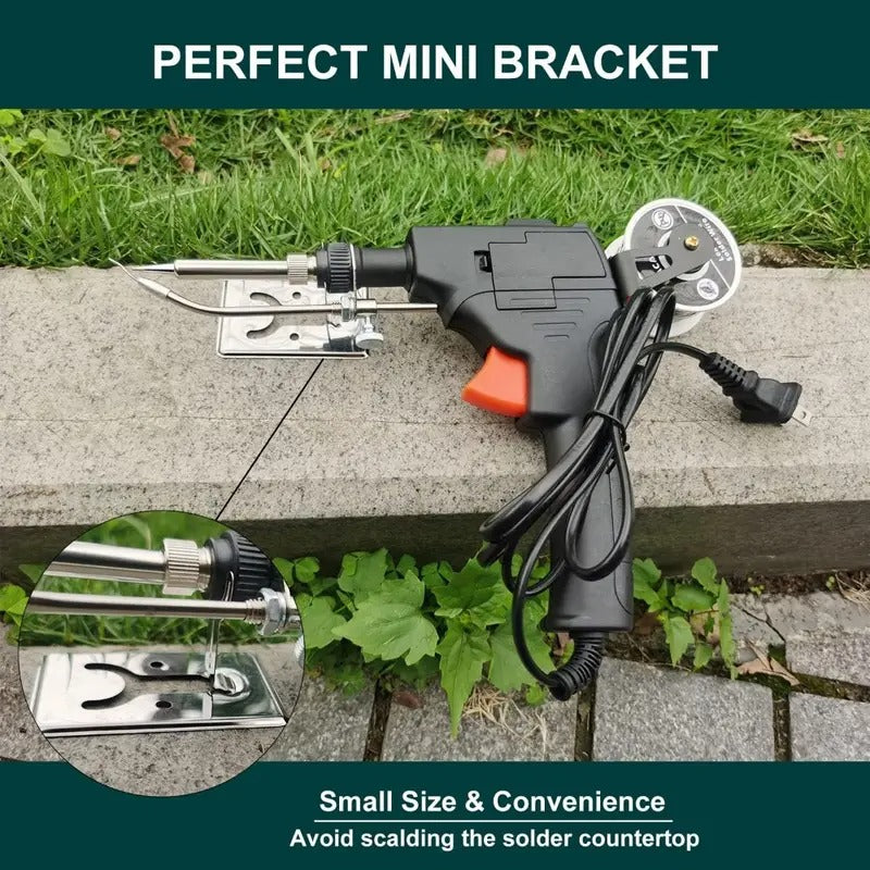 10pcs/set Automatic Hand-held Soldering Iron Kit with 5pcs Soldering Tips, Desoldering Pump, Tweezers, Soldering Wires, Mini Bracket for Circuit Boards for Home DIY and Electronics Repair