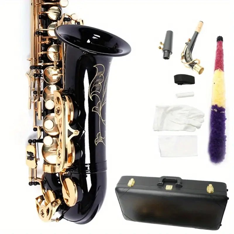 [Brass Alto Sax] Be Brass Alto Saxophone Black | Sax W/ Other Accessories Carving Flower Pattern