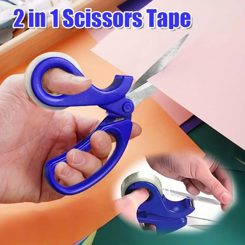 2-in-1Multifunctional Scissors with Tape Dispenser, Stainless Steel Blades - Ideal for Gift Wrapping, Crafts & Opening Packages - User-Friendly Office & Home Use, Gift Wrapping Tool|Versatile Scissors