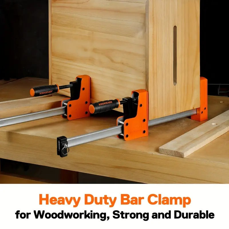 Jorgensen 18" Bar Clamp Set, 2-pack 90° Parallel Clamp Cabinet Master, Steel Jaw Bar Clamp For Woodworking, 1500 Lbs Load Limited
