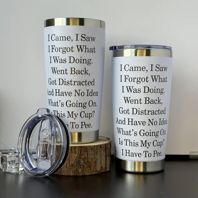 Funny Quote Tumbler - "I Forgot What I Was Doing" - 20oz Stainless Steel Cup with Lid, Spill-Proof Travel Mug for Hot/Cold Drinks - Birthday, Office, Holiday Gifts - BPA-Free, Hand Wash Only, Everyday Drinkware