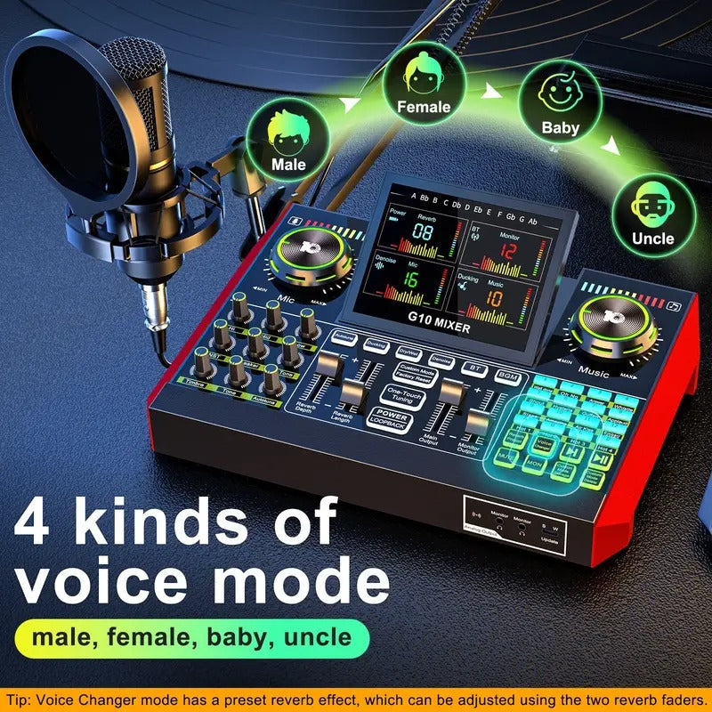 Tenlamp G10 BM800 Mic Mixer Set Podcast Influencer KOL Singing Gaming DJ Mixing Station Controller Equipment Studio Professional Recording Electronic Music Mixer Power Karaoke Machine Available Dynamic Condenser Wired Microphone Portable Microfono