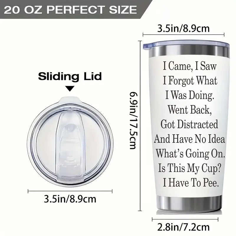 Funny Quote Tumbler - "I Forgot What I Was Doing" - 20oz Stainless Steel Cup with Lid, Spill-Proof Travel Mug for Hot/Cold Drinks - Birthday, Office, Holiday Gifts - BPA-Free, Hand Wash Only, Everyday Drinkware