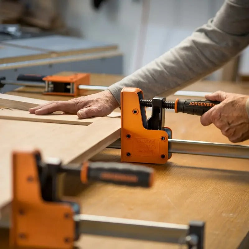 Jorgensen 18" Bar Clamp Set, 2-pack 90° Parallel Clamp Cabinet Master, Steel Jaw Bar Clamp For Woodworking, 1500 Lbs Load Limited