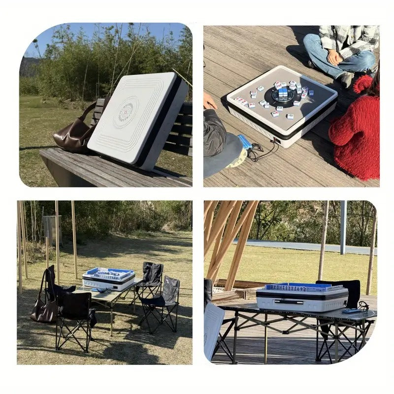 Portable Mahjong Machine, Hand-held, Mini-Mahjong, Safe, Suitable for Outdoor Play, White