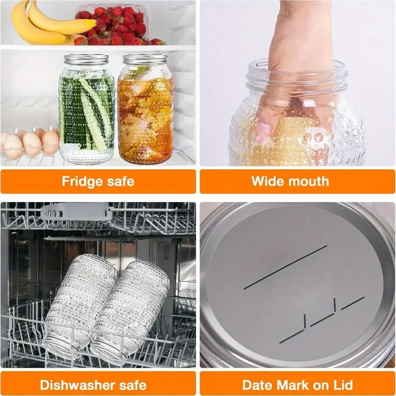 Mason Jars 64 Oz with Lids Wide Mouth 3 Pack, Glass Jars Canning Jars Large for Centerpieces Pickling Storage Food Meal Prep Salad Jam