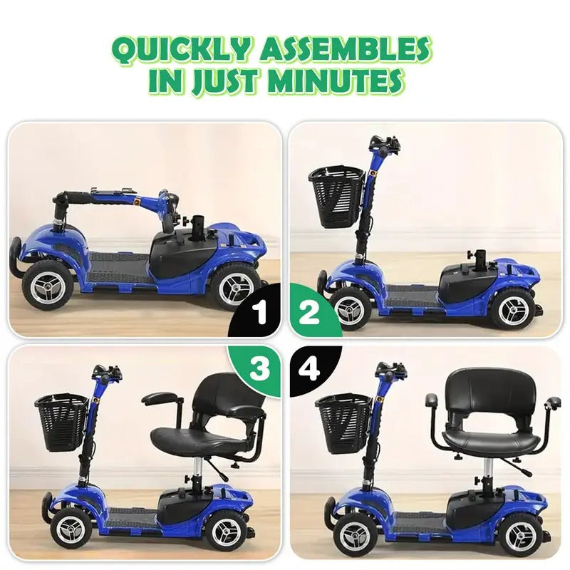 Comfortable & Convenient 10 Miles Long Range 4 Wheel Electric Mobility Scooter w/180W Motor for Seniors, Assemble Required, Up to 300Lbs Capacity, PURPLE with Baskets