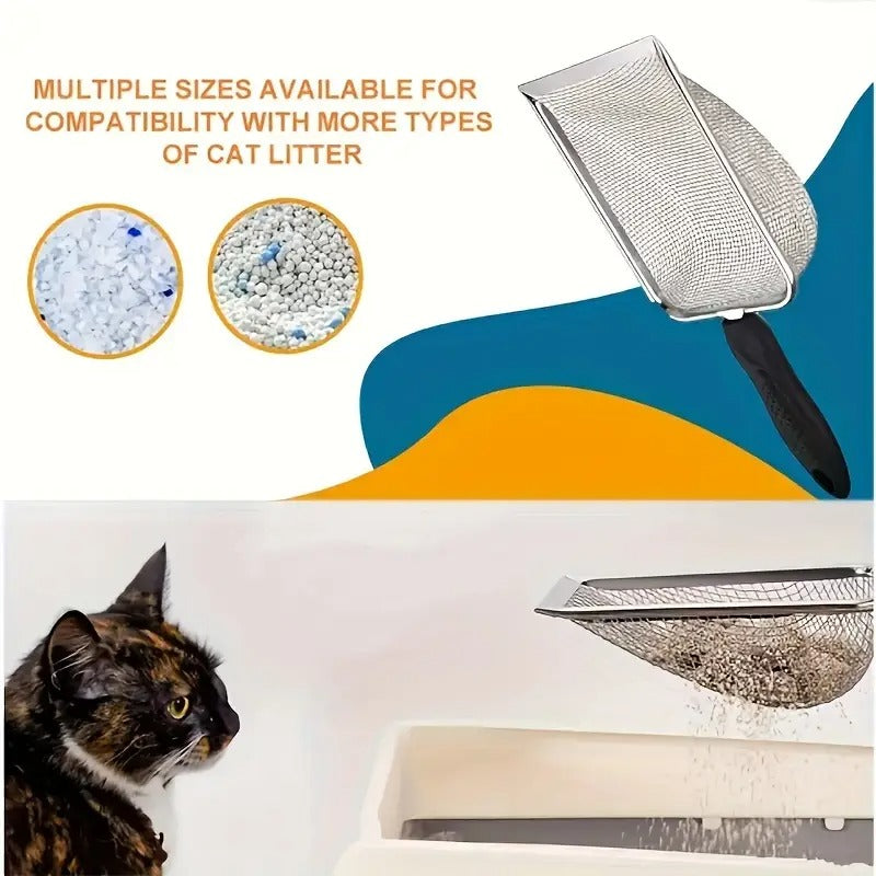 1 durable stainless steel cat litter scraper - an efficient pet cleaning tool suitable for all types of cat litter, making it convenient for cat owners to clean