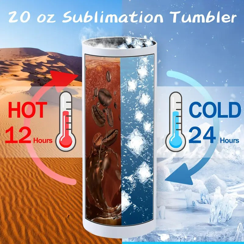 25pcs 20oz Sublimation White Straight Skinny Tumbler With Lid And Straw Stainless Steel Double Wall Vacuum Insulated Coffee Cups For Cold & Hot Drinks