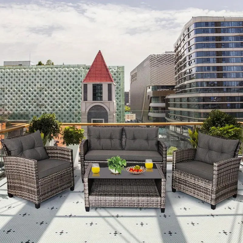 8pcs Lifezeal Patio Rattan Furniture Set in Gray - Modern Outdoor Wicker Sofa and Table Set with All-Weather PE Rattan, Soft Cushions, and Durable Steel Frame - Includes 2 Loveseats, 4 Single Sofas, 2 Coffee Tables, and More for Garden, Lawn, Balcony,