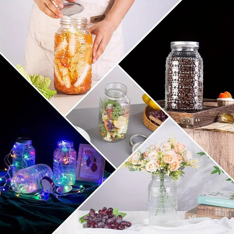 Mason Jars 64 Oz with Lids Wide Mouth 3 Pack, Glass Jars Canning Jars Large for Centerpieces Pickling Storage Food Meal Prep Salad Jam