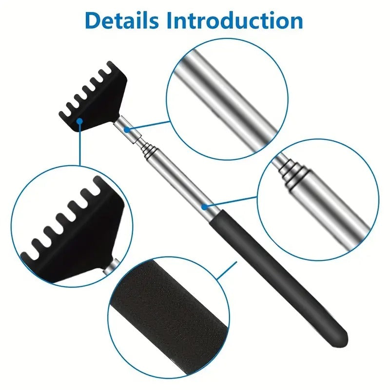 6 Pack Extendable Back Scratcher - Portable Telescoping Metal Back Scratchers/Hand Massager With Soft Rubber Handles For Thanksgiving, Birthday, Christmas Gifts With Carrying Bag