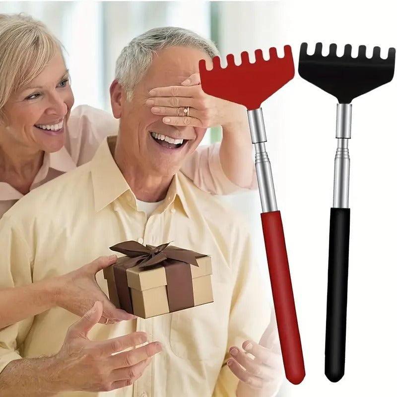 6 Pack Extendable Back Scratcher - Portable Telescoping Metal Back Scratchers/Hand Massager With Soft Rubber Handles For Thanksgiving, Birthday, Christmas Gifts With Carrying Bag