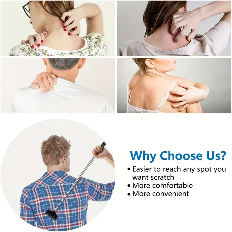 6 Pack Extendable Back Scratcher - Portable Telescoping Metal Back Scratchers/Hand Massager With Soft Rubber Handles For Thanksgiving, Birthday, Christmas Gifts With Carrying Bag