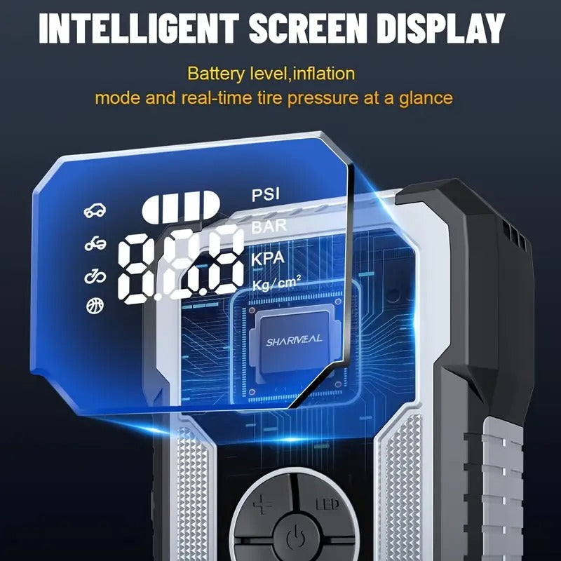 Sharmeal 8000A Heavy-Duty Portable Jump Starter with Fast Charging, Digital LCD Display, USB Power Bank, Emergency Light - for Cars, Trucks, SUVs, Boats, RVs - with Nozzles & Cable - 12V