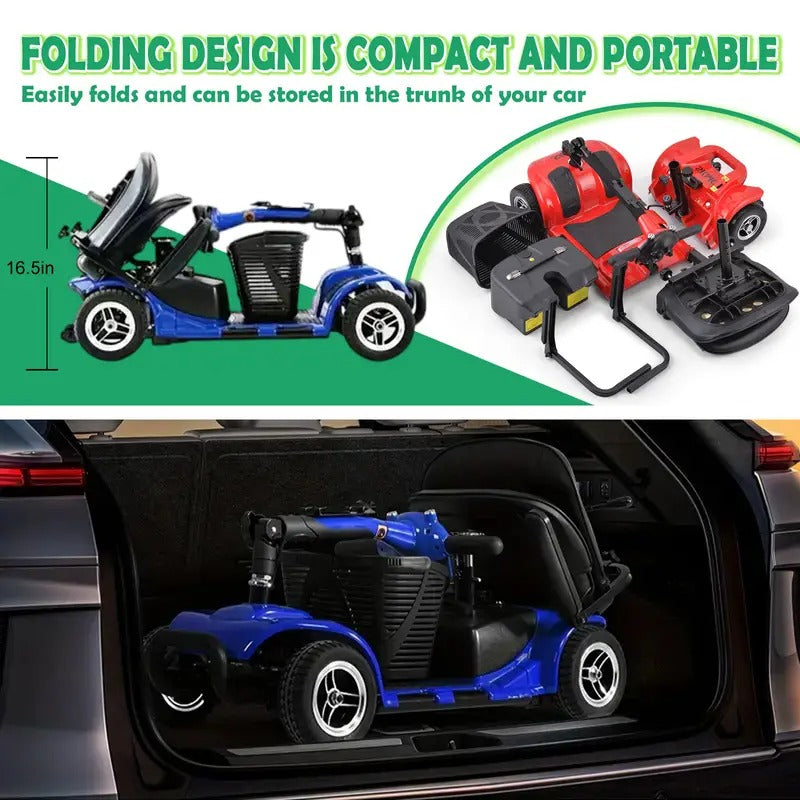 Comfortable & Convenient 10 Miles Long Range 4 Wheel Electric Mobility Scooter w/180W Motor for Seniors, Assemble Required, Up to 300Lbs Capacity, PURPLE with Baskets